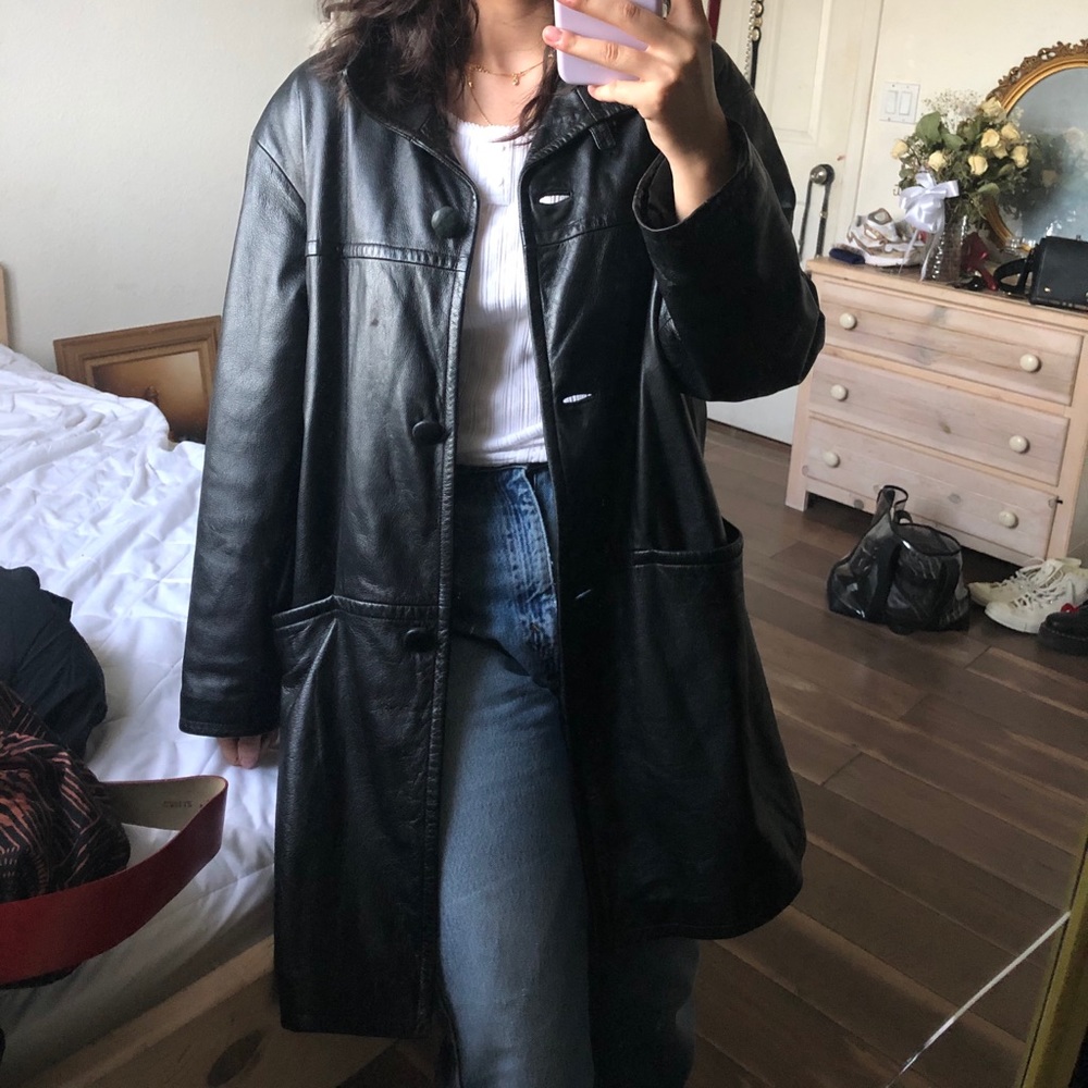Oversized genuine soft leather jacket